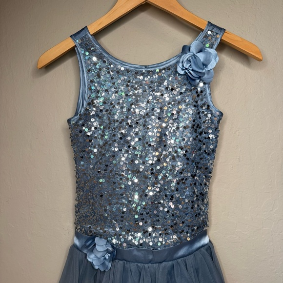 BISCOTTI Blue Sequin Tiered Special Occasion Dress Fancy Party Size 12 - Picture 3 of 16